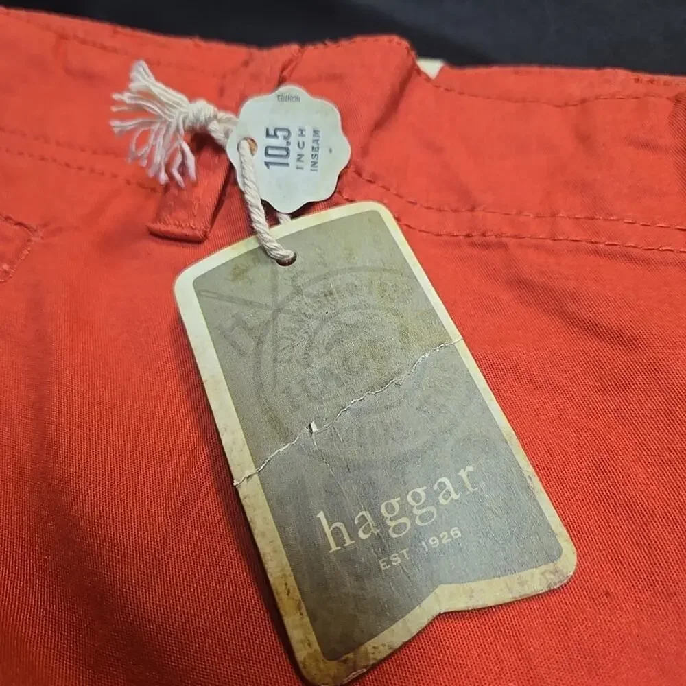 Haggar Men's Chino Shorts Sz 44W Apricot Cotton Twill Pockets NWT